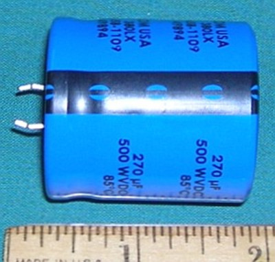 Capacitor, 270uF 500V Electrolytic - 1.5 inch