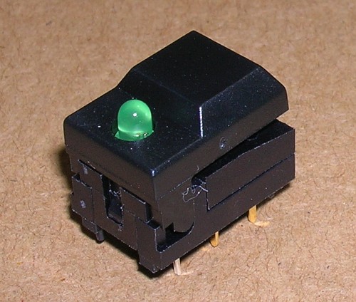 Switch, Pushbutton, Momentary, Green LED